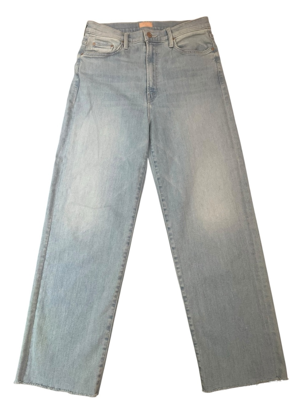 Mother Jeans Rambler Zip Ankle Fray Size 30 Hi Rise Wide Leg Chill Pill Blue - Picture 2 of 13